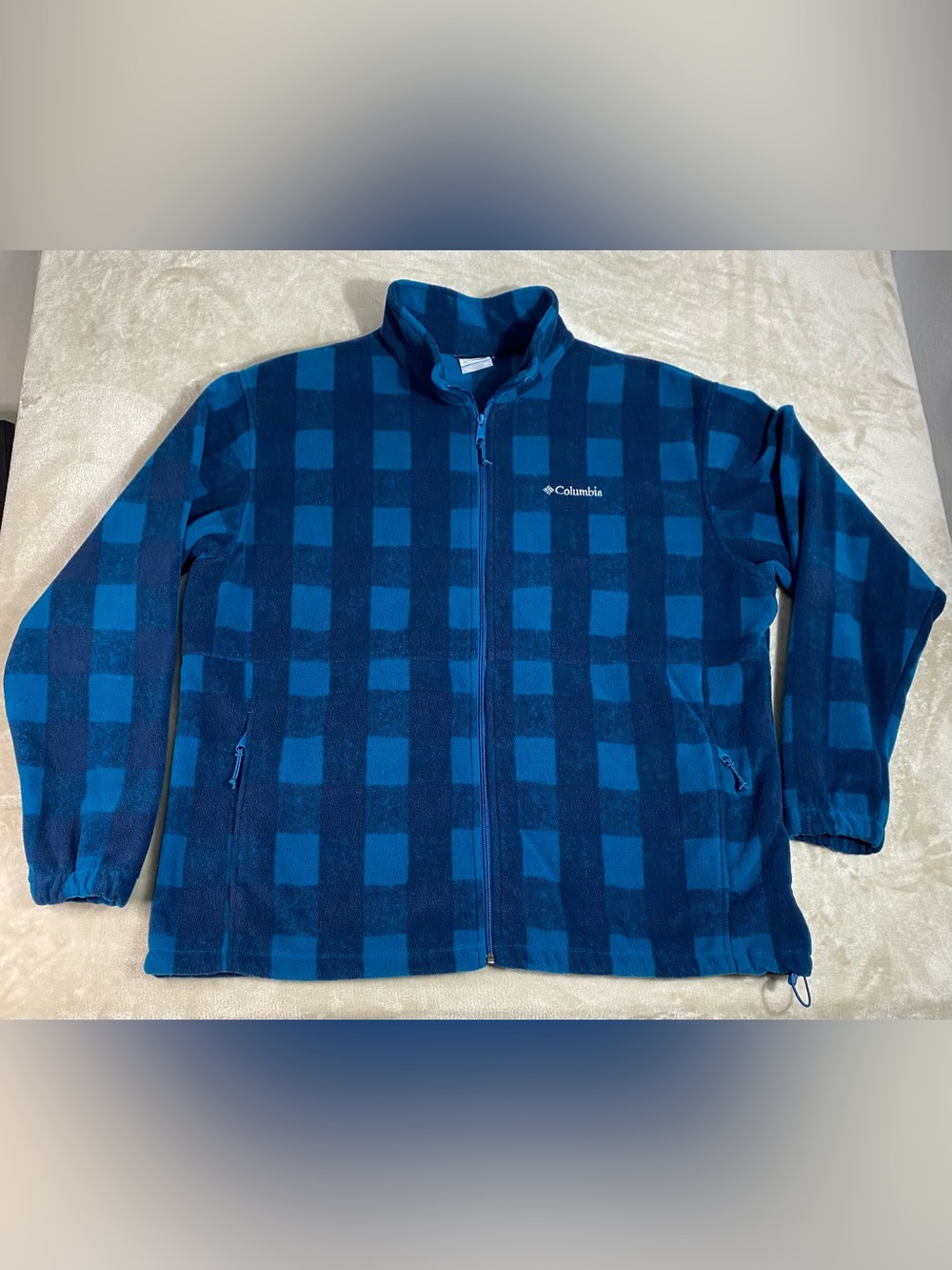 Columbia Granite Mountain Men’s XXL Plaid Fleece Full Zip Jacket Blue